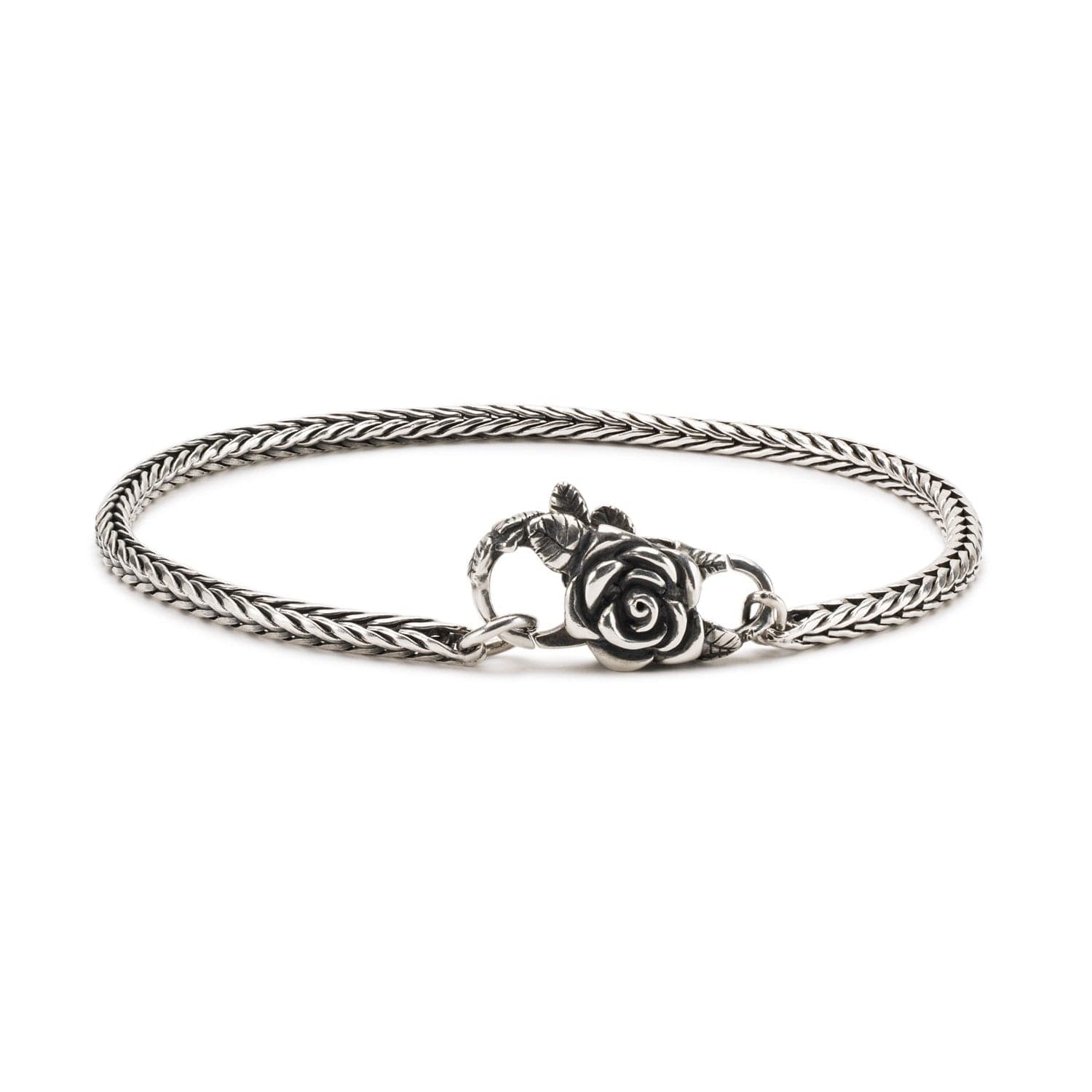 Sterling Silver Bracelet with Rose Clasp - 5.5
