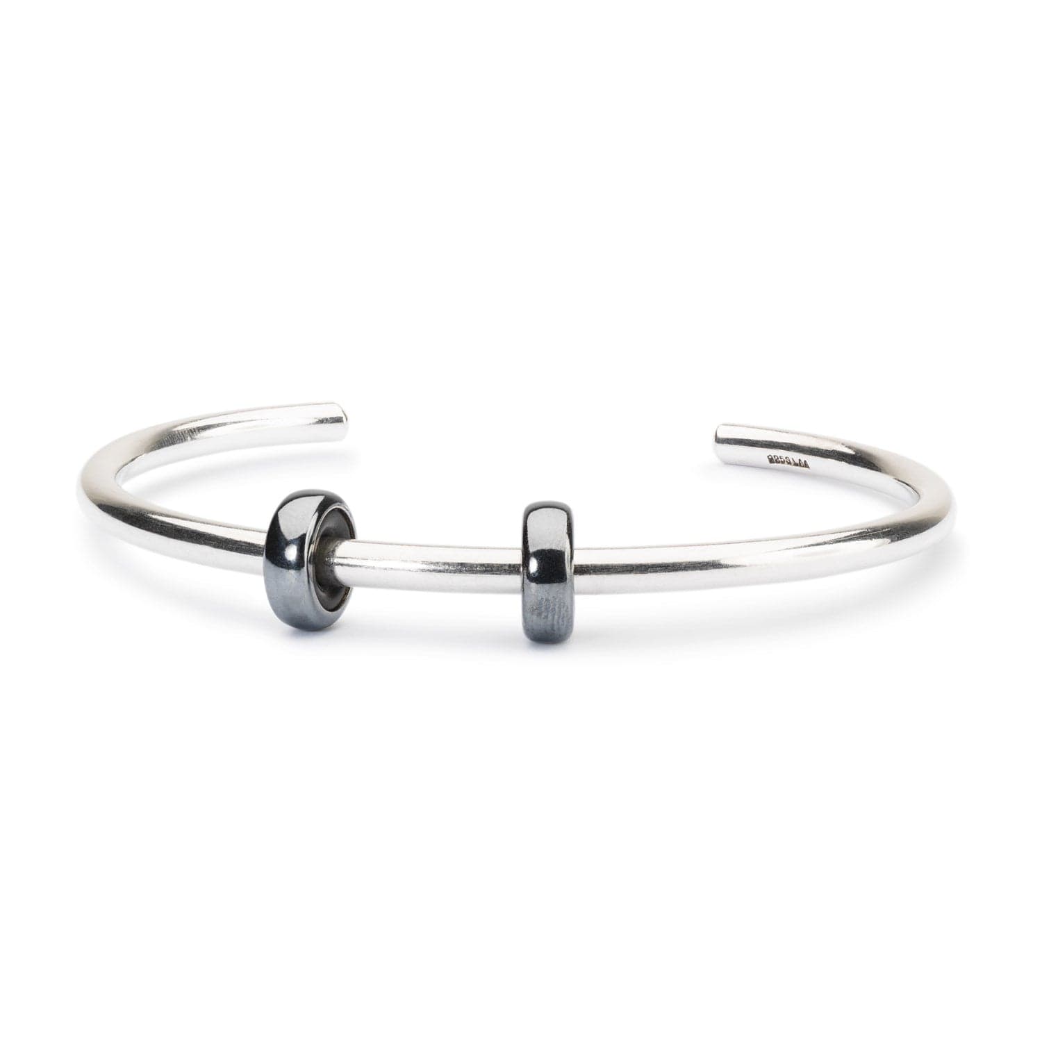 Sterling Silver Bangle with 2 x Oxidized Spacers - L