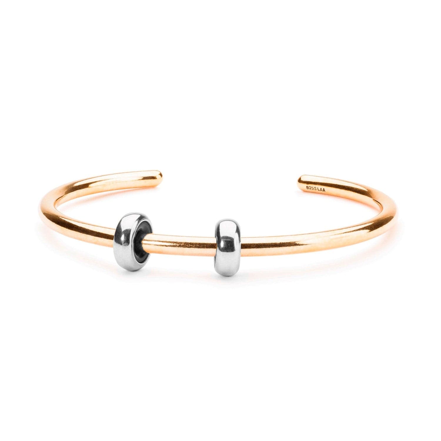 Gold Plated Bangle with 2 x Silver Spacers - L